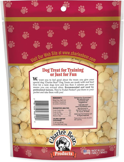 Charlee Bear Original Crunch Beef Liver Dog Treats, 16 oz - Made in the USA, Natural Training Treats for Dogs