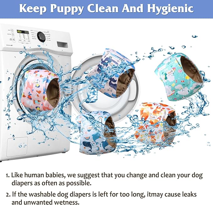5 Pack Dog Diapers Male Reusable, Premium Belly Bands for Dogs, High Absorbing Male Dog Pee Wraps for Doggie in Incontinence or Excitable Urination,Squirrel S