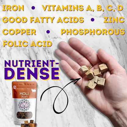 HOLI Freeze Dried Lamb Liver Dog Treats – Single Ingredient Freeze-Dried Dog Treats – Dried Lamb Liver Dog Treats Made in USA – Healthy Liver Treats for Dogs & Diabetic Dog Treat-Friendly - 8oz