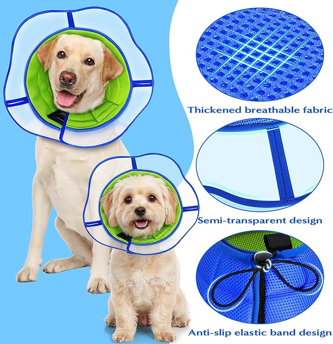 Soft Dog Cone Collar - Adjustable Recovery Padding Cone for Small Dogs After Surgery to Stop Licking, Breathable Lightweight Elizabethan Protective Neck Collar for Pet Cat Puppy (L)
