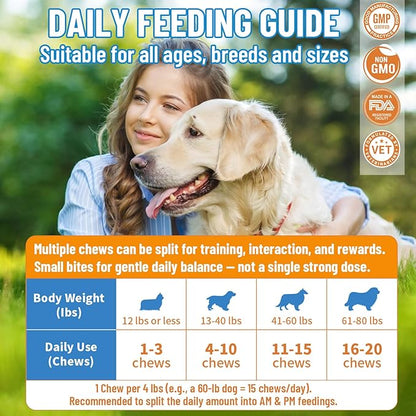 Dog Allergy Relief Chews, Dog Itching Skin Relief, 500 Crunchy Krill Center Seasonal Allergy Anti-Itch Chews, Itchy Ear & Paw Licking, Colostrum, Quercetin & Probiotics for Gut, Immune, Skin & Coat