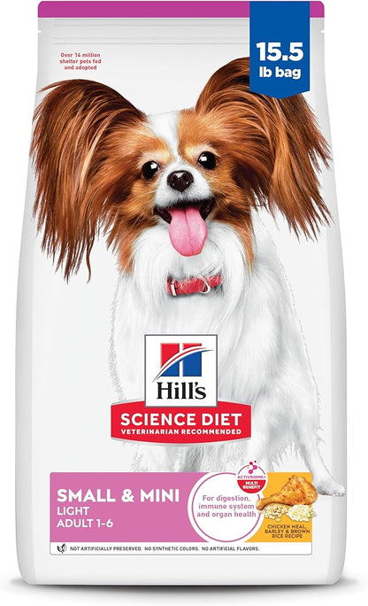 Hill's Science Diet Adult 1-6 Light Small & Mini Dry Dog Food, Chicken Meal & Barley, 15.5 lb. Bag