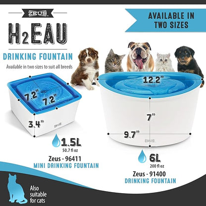 ZEUS H2EAU Elevated Dog and Cat Drinking Water Fountain with Purifying Filter, 6L Capacity (Pack of 2)