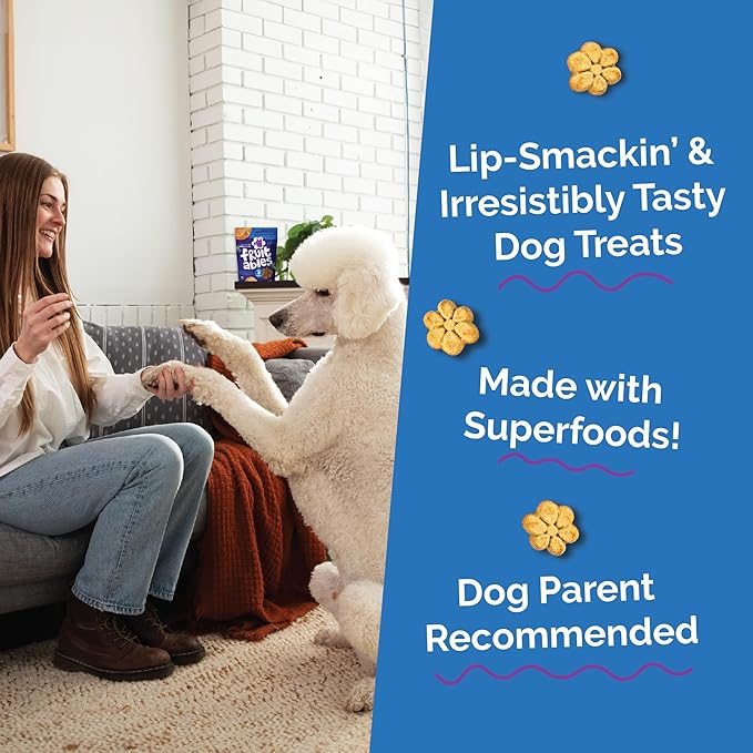 Fruitables Baked Dog Treats, Pumpkin Snacks for Dogs, Low Calorie & Delicious, No Wheat, Corn or Soy, Healthy Puppy Training Treats, Made in The USA, Pumpkin and Blueberry Flavor, 20oz