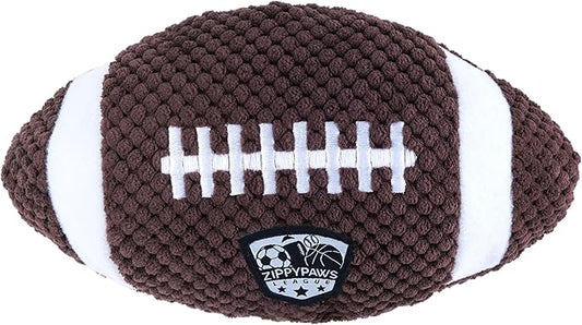 ZippyPaws SportsBallz - Dog Squeaky Toys to Keep Them Busy, Funny Plush for Small, Medium, & Large Dogs, Cute Stuffed Puppy Toy, Pet Products, Gift for All Breeds, Interactive Squeaker - Football