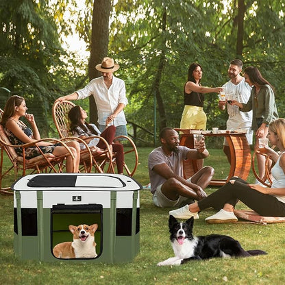 X-ZONE PET Dog Playpen, Puppy Cat Play Pen Portable Foldable Indoor/Outdoor Tent Crate Cage, Portable Pet Crate Large Size Green 45"