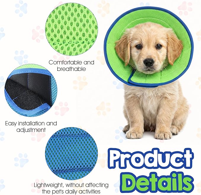 Soft Cone Collar for Dogs, Adjustable Breathable Cone Collar for Mild Care Small Dogs Fit Neck Size 11.8-13.8in, Post-Surgery Recovery E-Collar