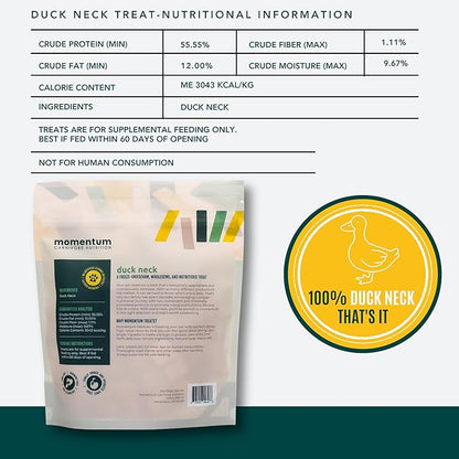 Momentum Carnivore Nutrition Freeze-Dried Duck Neck Dog Treats & Cat Treats – Single-Ingredient, High-Protein, Grain-Free, Natural Crunchy Chew – Made in USA – 3 oz Bag