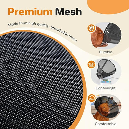 Breathable Mesh Dog Cone Collar for Surgery, Soft Elizabethan Recovery Alternative to Stop Licking,Pet Neck Collar for Large Medium Small Breeds(Black,7)