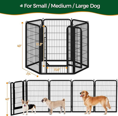 Yaheetech Dog Playpen Outdoor, 40 inch 6 Panels Dog Pen Indoor Heavy Duty Puppy Exercise Pen Metal Pet Fence for RV Camping/Yard/Garden