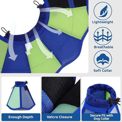 Cone for Dogs to Stop Licking - Soft Dog Cone with Double-Layer Design, Small Dog Cones Collar Alternative, Adjustable Pet Recovery Collar for Dogs After Surgery, Blue S