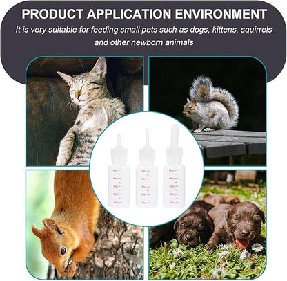 3Pcs Portable Small Pet Nursing Bottles with Scale Feeding Design for Puppies Kittens and Newborn Small Animals Lightweight and Compact Milk Feeders with Pointed Nipples