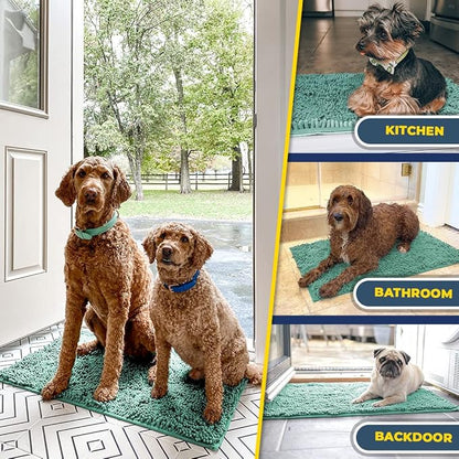 Muddy Mat® | Super Absorbent Door Mat Indoor, Microfiber Quick Dry Chenille Entryway Rug, Non-Slip Front Door Mat, Indoor Mats for Entryway, Machine Washable Pet Rug, Seafoam Green 59"x24"