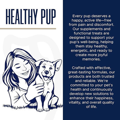 Healthy Pup Calming Chews for Dogs with Melatonin - 60 Delicious Soft Treats for Dog Anxiety Relief for Large and Small Dogs - Peanut Butter Flavor - Includes Chamomile, Thiamine, L-Tryptophan