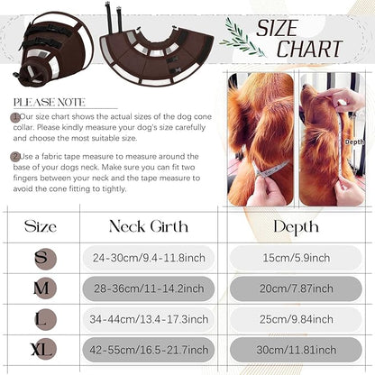 Dora Bridal Dog Cone Collar for Large Dogs After Surgery, Soft Comfy Recovery Pet Cone Alternative, Adjustable Elizabethan Collar for Dogs to Stop Licking, Brown, L