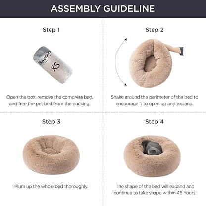Bedsure Calming Dog Bed for Small Dogs - Donut Washable Small Pet Bed, 23 inches Anti-Slip Round Fluffy Plush Faux Fur Large Cat Bed, Fits up to 25 lbs Pets, Navy