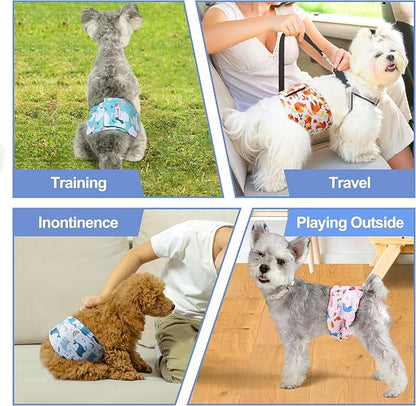 5 Pack Dog Diapers Male Reusable, Premium Belly Bands for Dogs, High Absorbing Male Dog Pee Wraps for Doggie in Incontinence or Excitable Urination,Squirrel L