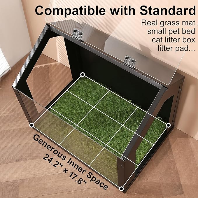 Stylish Indoor Dog Potty with High Walls, Durable Washable Fake Grass Mat, Splash Guard Design for Mess-Free Diagonal Peeing – Blends with Home Decor, Ideal for Indoor & Balcony Use