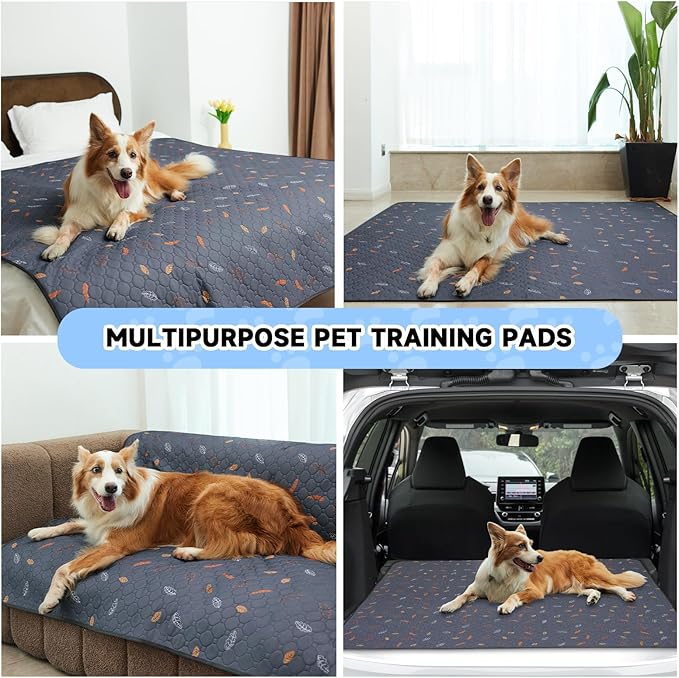 Sunheir Washable Pee Pads for Dogs Large 48" x 48" 2-Pack Reusable Puppy Pads Pet Training Pads, Absorb Dog Mats, Whelping Pad, Non-Slip Protects Against Urine Leakage (Leaves - Pink, 48x48)