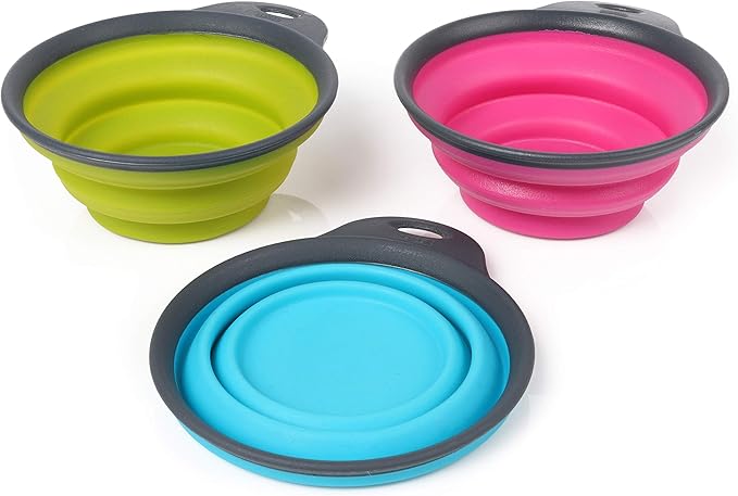 Dexas Popware for Pets Collapsible Travel Cup, Large, Gray/Blue