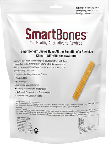 SmartBones No Artificial Colors or Preservatives Churro-Style Chews, Treat Your Dog with Real Chicken and Vegetables