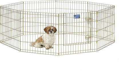 MidWest Homes for Pets 24-Inch Exercise Pen, for Indoor and Outdoor Use, 16 Sq Feet of Play, Single Door Folding Dog Pen, with Large Door Opening & Secure Latch, Easy to Set Up, Foldable Dog Playpen