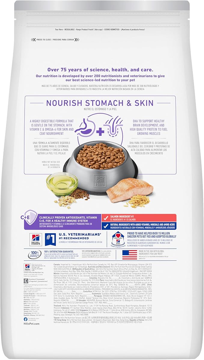 Hill's Science Diet Puppy Sensitive Stomach & Skin Dry Dog Food, Salmon & Brown Rice, 4 lb. Bag