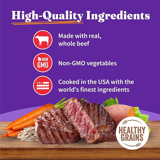 Halo Wet Dog Food Whole Beef Stew Recipe, Healthy Grains Real Meat Canned Dog Food, Meal or Topper, 13.2 Oz Can (Pack of 6)