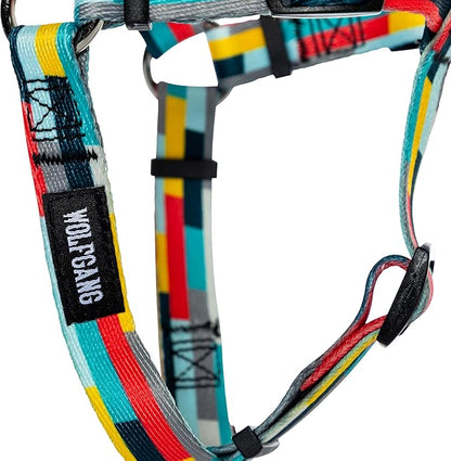 Wolfgang Heavy Duty Adjustable Dog Harness, Pull-Tested for Walking & Training, Mixtape Print, Medium