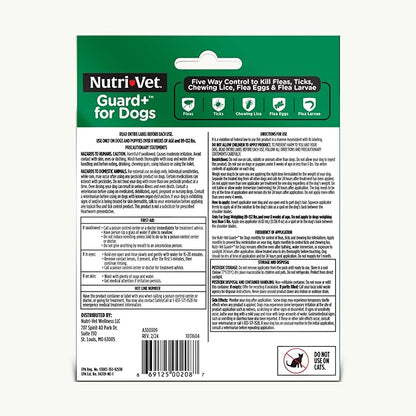 Nutri-Vet Guard+ for Dogs - Flea & Tick Prevention Treatment for Dogs 89-132 lbs. - Waterproof Topical- 90 Days of Protection - 3 Monthly Doses