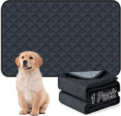 FunFurry Washable Pee Pads for Dogs - 1 Pack Reusable Pee Pads，Waterproof Puppy Pads，Pet Training Pads，Super Absorbent with Dog Paw Shape Non-Slip Backing (Dark Grey, 48" X 65" - 1 Pack)