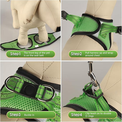 YIMEIS Dog Harness and Leash Set, No Pull Soft Mesh Pet Harness, Reflective Adjustable Puppy Vest for Small Medium Large Dogs, Cats (Grass Green, Small (Pack of 1)