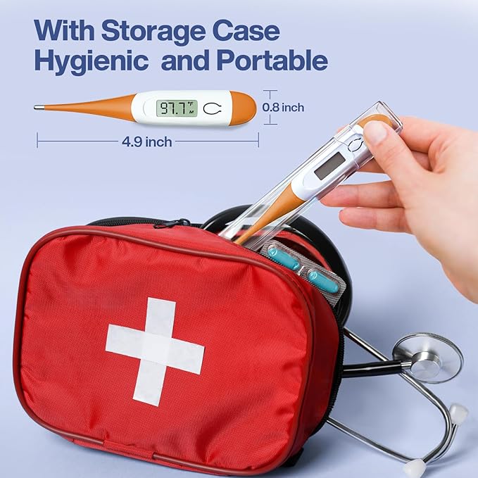 Boncare 10 Seconds Digital Thermometer for Adults and Kids - Accurate & Safe Rectal Thermometer for Baby with Fever Alarm, Oral Thermometer (Orange)