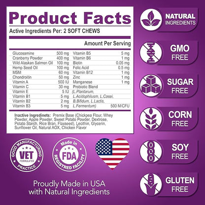 Dog Multivitamin Chewable with Glucosamine - Dog Vitamins and Supplements - Senior & Puppy Multivitamin for Dogs - Pet Joint Support Health - Immunity - Mobility - Energy - Gut - Skin - 120 Chews