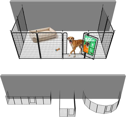 FXW Rollick Unleashed Dog Playpen for Indoor, Yard, RV Camping, 50 inch 8 Panels Dog Pen with Anchor Kit (4 Packs) for Large Dogs, Black│Patented