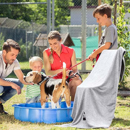 Dogvingpk Extra Large Dog Towel Super Absorbent Soft Microfiber Pet Bath Grooming Towels for Drying Dogs and Other Pets (XL-55" * 36", Grey)
