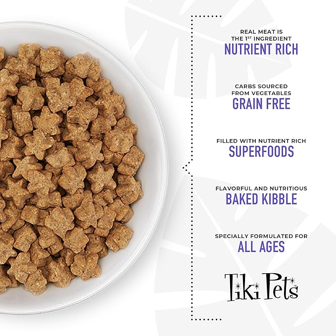 Tiki Dog Born Carnivore for Dogs, Savory Chicken, Peas & Lentils Recipe, Grain Free Baked Kibble for Maximum Nutrition, For Adult Dogs and All Size Breed Dogs, 3.5 lbs. Bag