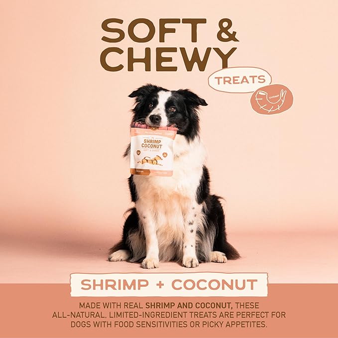 Smart Cookie All Natural Soft Dog Treats - Shrimp & Coconut - Healthy Dog Treats for Allergies, Sensitive Stomachs - Chewy, Grain Free, Human-Grade, Made in The USA - 5oz Bag, 1 Pack
