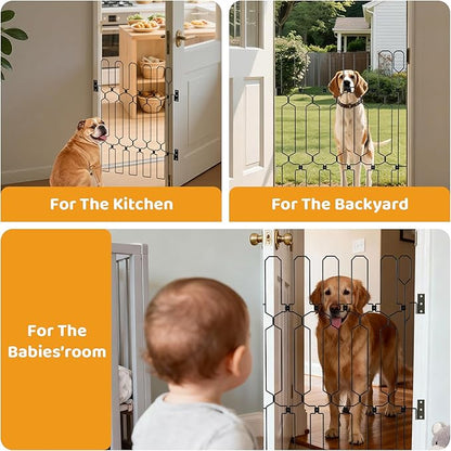 brenzo Retractable Dog Gate for Front Door, Sturdy Chew-Resistant Metal Pet Barrier with Adjustable Safety Gate for Doorways, Stairs, Hallway, Kitchen, Easy Installation, 30.7" Tall x 30.7" Wide