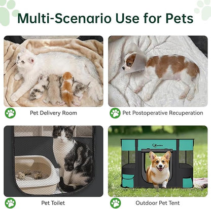Dog Playpen,Cat Pet Puppy Pen,Portable Playpens for Dogs Indoor Outdoor Travel Camping Use,Foldable Dog Kennel Tent Crate for Rabbit Small Animals with Carrying Case (Green, Medium)
