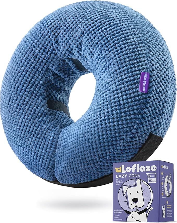 Loflaze Inflatable Dog Cone Collar - Dog Neck Donut Cone Collar Alternative After Surgery - Soft Cone for Large Medium Small Dogs Cats - Alternative Recovery E Collar (Blue, XL)