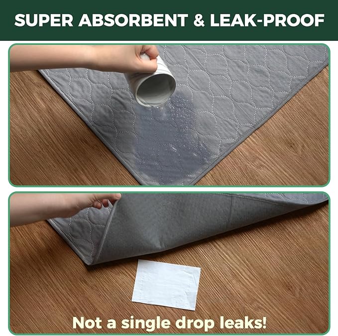 FXW Washable Pee Pads for Dogs, Puppy Pads with Super Absorbent, Specifically Designed for 24inch Cages, 17" x 23" Rectangle, Gray, 4 Packs
