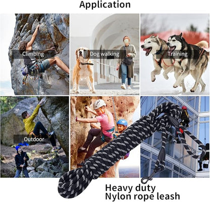 Long Dog Leash for Training 30Ft-Reflective Nylon Rope with Swivel Hook-Recall Agility Lead for Large Small Medium Dogs Outside Walking Hiking-Black