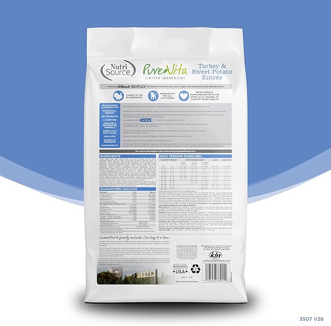 Nutri-Source Pure Vita Grain-Free Turkey And Sweet Potato Dry Dog Food, 5 Pound Bag