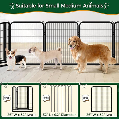 Yaheetech Dog Playpen Outdoor, 32 inch 16 Panels Dog Pen Indoor Heavy Duty Puppy Exercise Pen Metal Pet Fence for RV Camping/Yard/Garden
