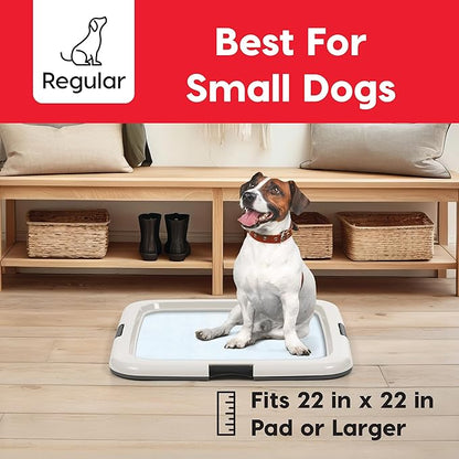 IRIS USA Pee Pad Holder for Dogs and Puppies, Potty Training Tray with Secured Latches, Non-Skid Feet, Leak Protection, Easy Clean Surface, Fits 22"x 22" Puppy Pads Size or Larger, Dark Gray