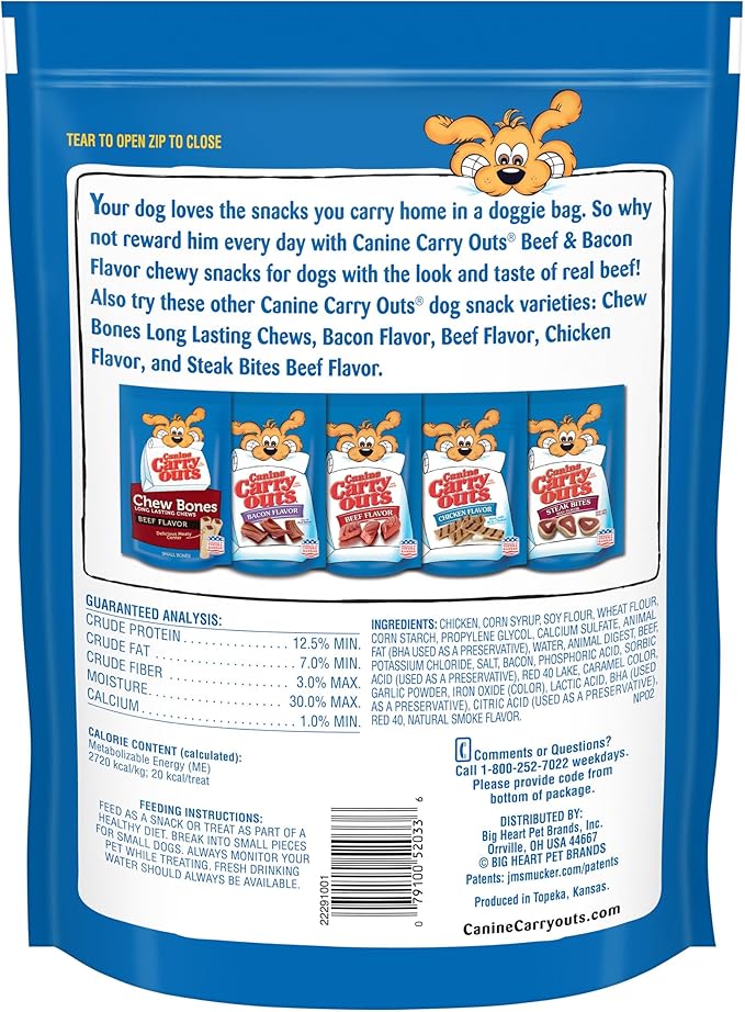 Canine Carry Outs Dog Treats, Beef & Bacon Flavor, 22.5 Ounce (Pack of 4)