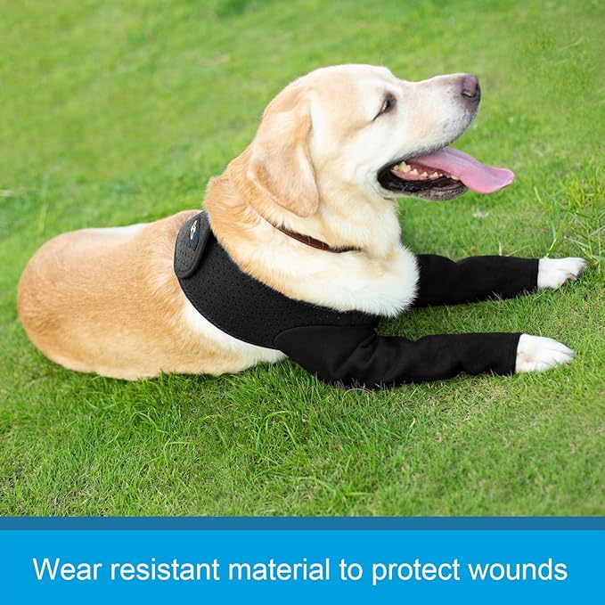 Coodeo Dog Recovery Sleeves, Cone Collar Alternative, Abrasion Resistant Dog Recovery Suit, Washable 2.5mm Thick and Waterproof, Pet Wounds Prevent Licking, Biting (Black, M)