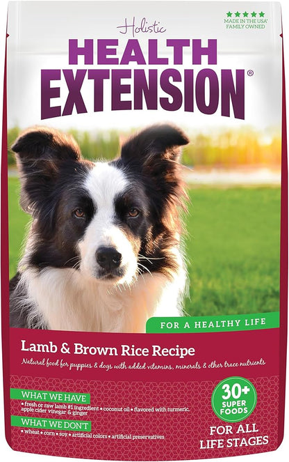 Health Extension Lamb & Brown Rice Dry Dog Food, Protein Packed Formula with Probiotics & Superfoods for Digestion & Coat Health (4 lb)