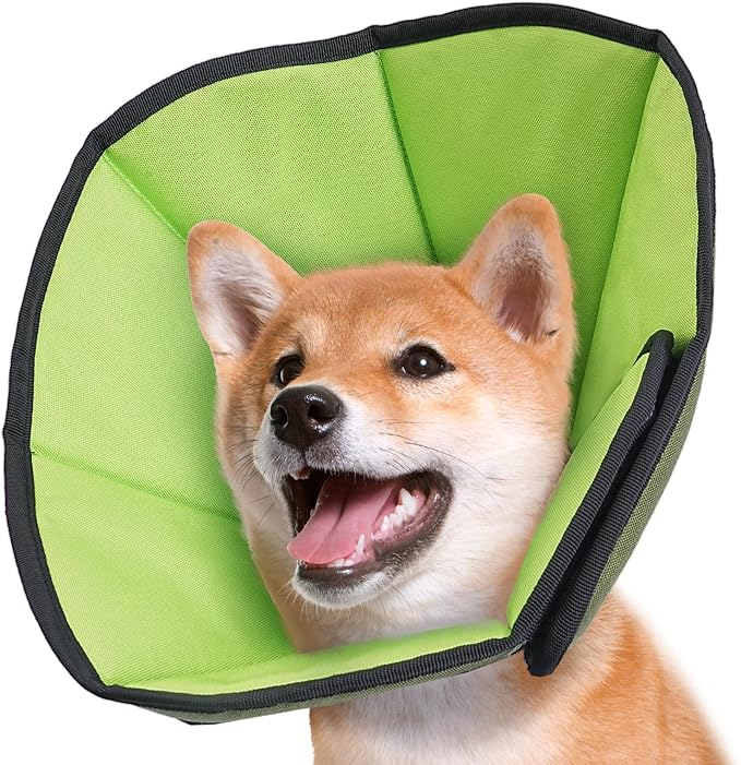 Soft Dog Cone After Surgery: Comfortable Dog Cones Collar for Stop Licking Biting - Adjustable Elizabethan Collar for Dogs fit for Small Medium Large Dogs (Green, M)